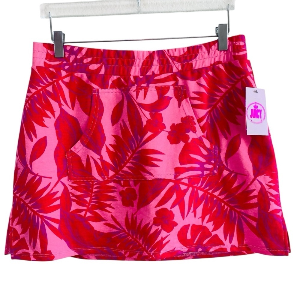 Juicy By Juicy Couture Hot Pink Tropical French Terry Skorts Size L